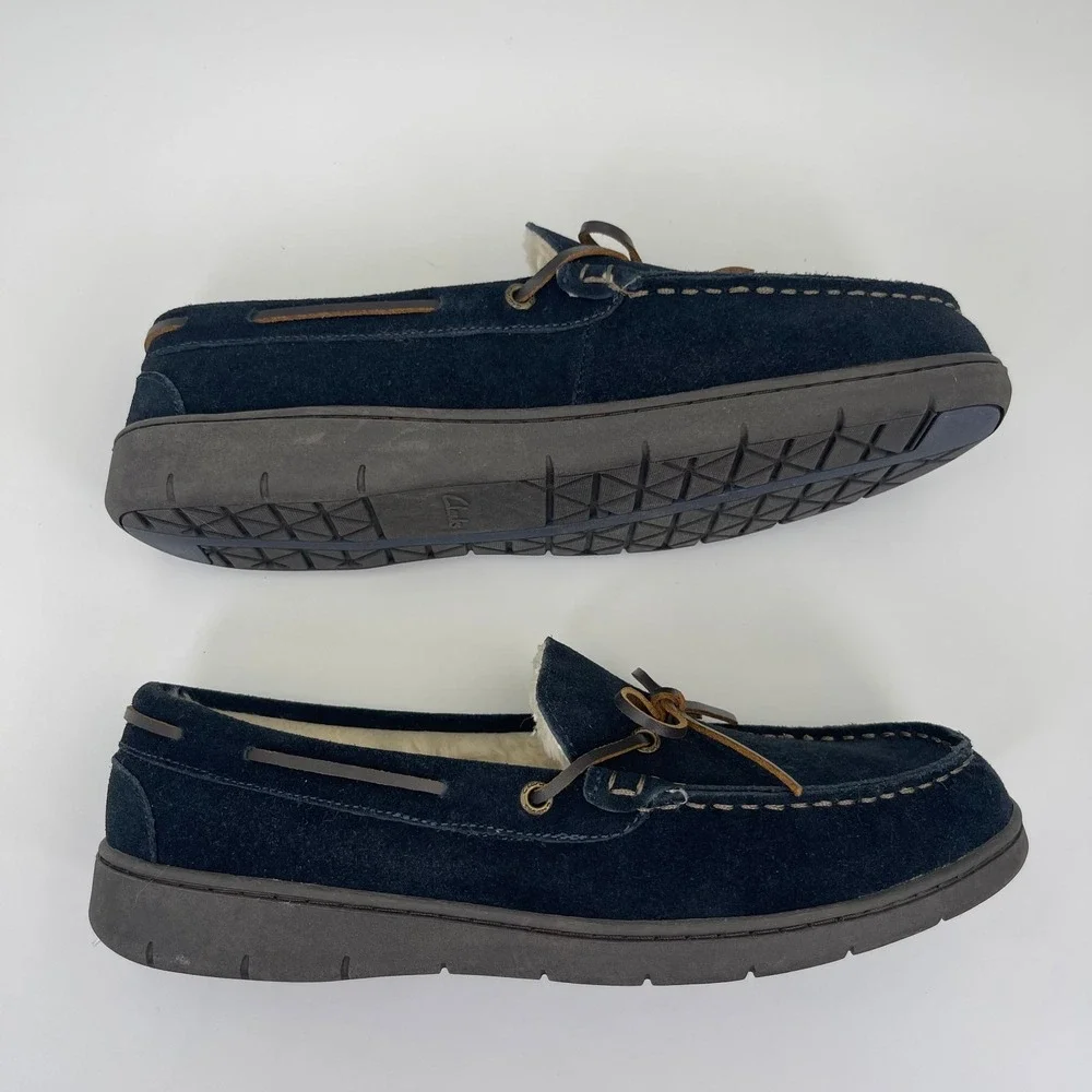 Clarks Kohen Walk Leather Moccasin Slippers Shoes Men's Size 12 M Blue 26139021